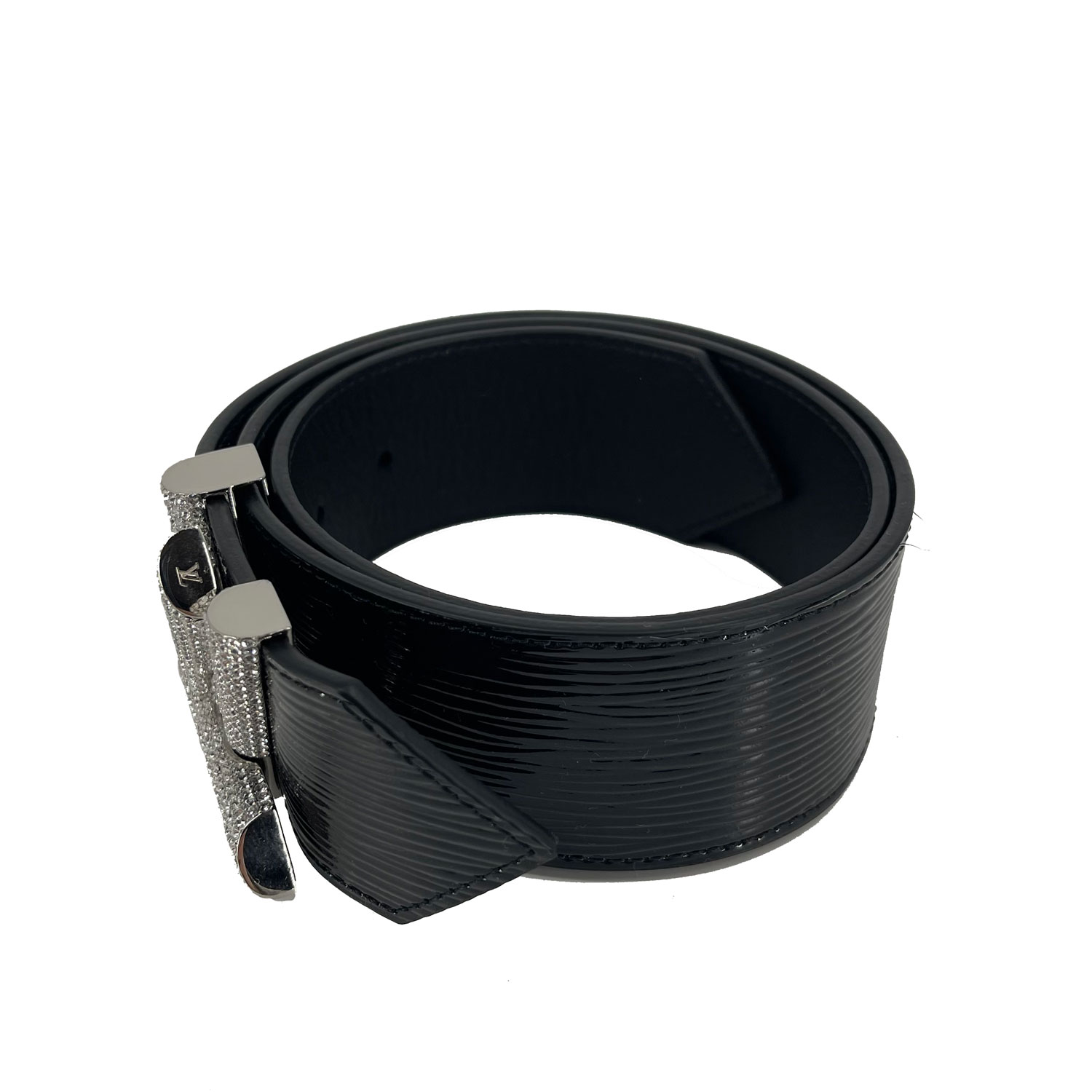 black and white louis vuittons belt